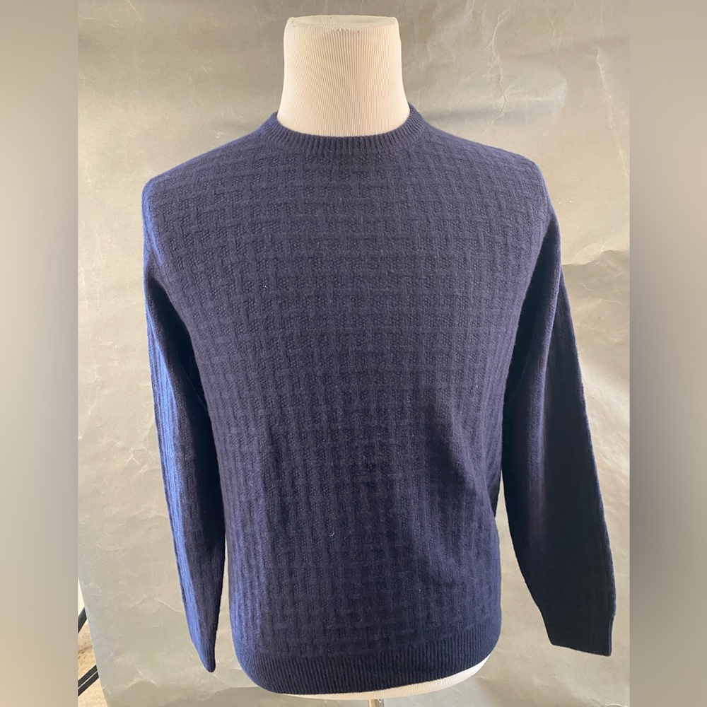 Navy Wool and Cashmere Blended Sweater